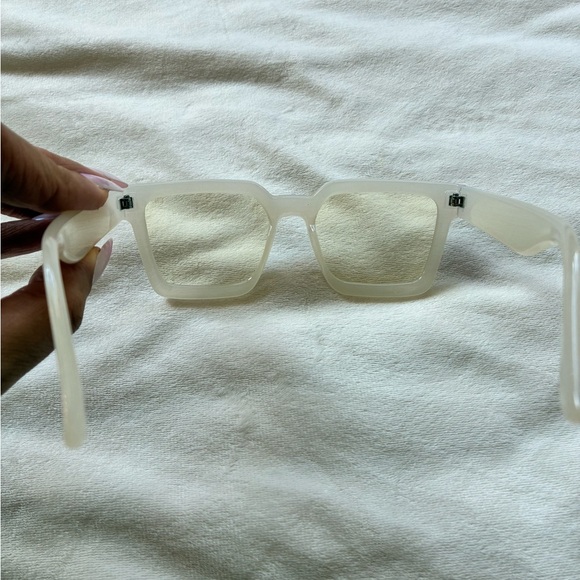 Square Cream Blue Light Non-Prescription Glasses - Picture 7 of 11
